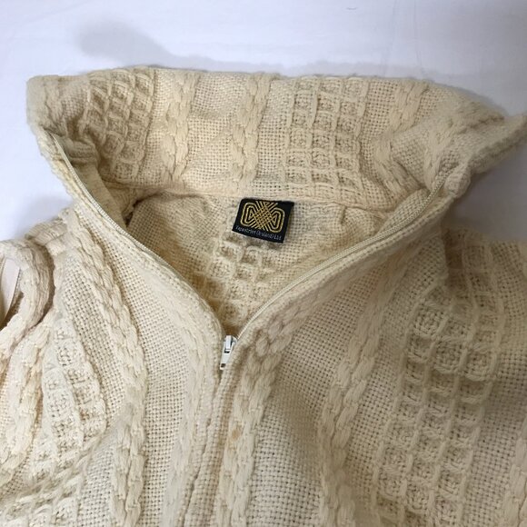 Vtg Irish Wool Fisherman Zip Cardigan ZIP OFF CONVERTIBLE SLEEVE To Sweater Vest - Picture 14 of 16